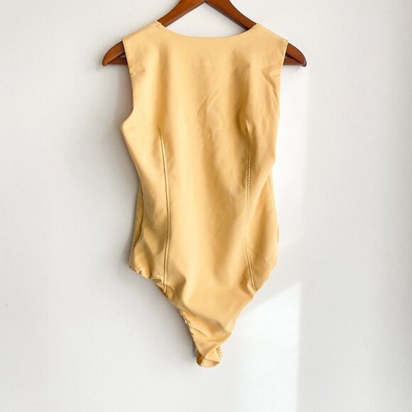 NWT Zara Pastel Yellow Sweetheart  Neckline Sleeveless Bodysuit L - Picture 5 of 5